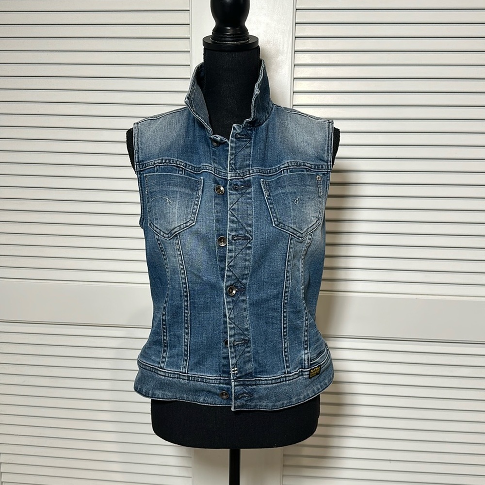 G-Star Raw Sleeveless Denim Jacket Vest – Size Medium, Lightweight, Fitted